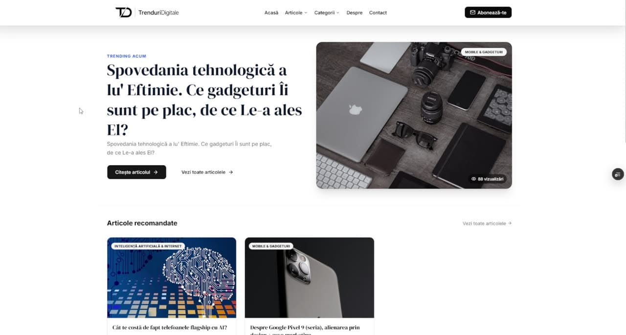 Captură din site-ul Trenduri Digitale